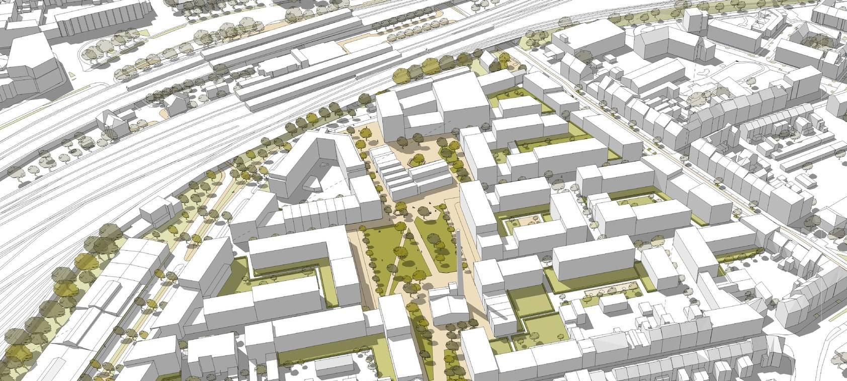 Entwurf für das ehemaliges Gelände der Schraubenfabrik und deren Neubebauung